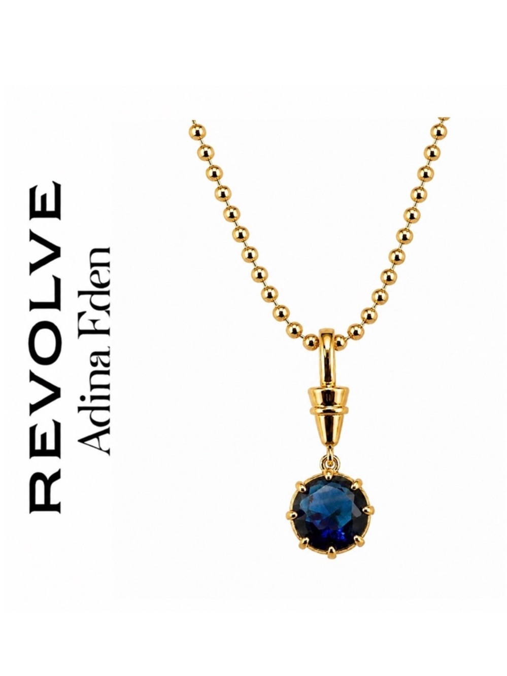 Revolve x Adina Eden Sapphire Blue Faceted Round Cubic Zirconia Prong-Set Charm